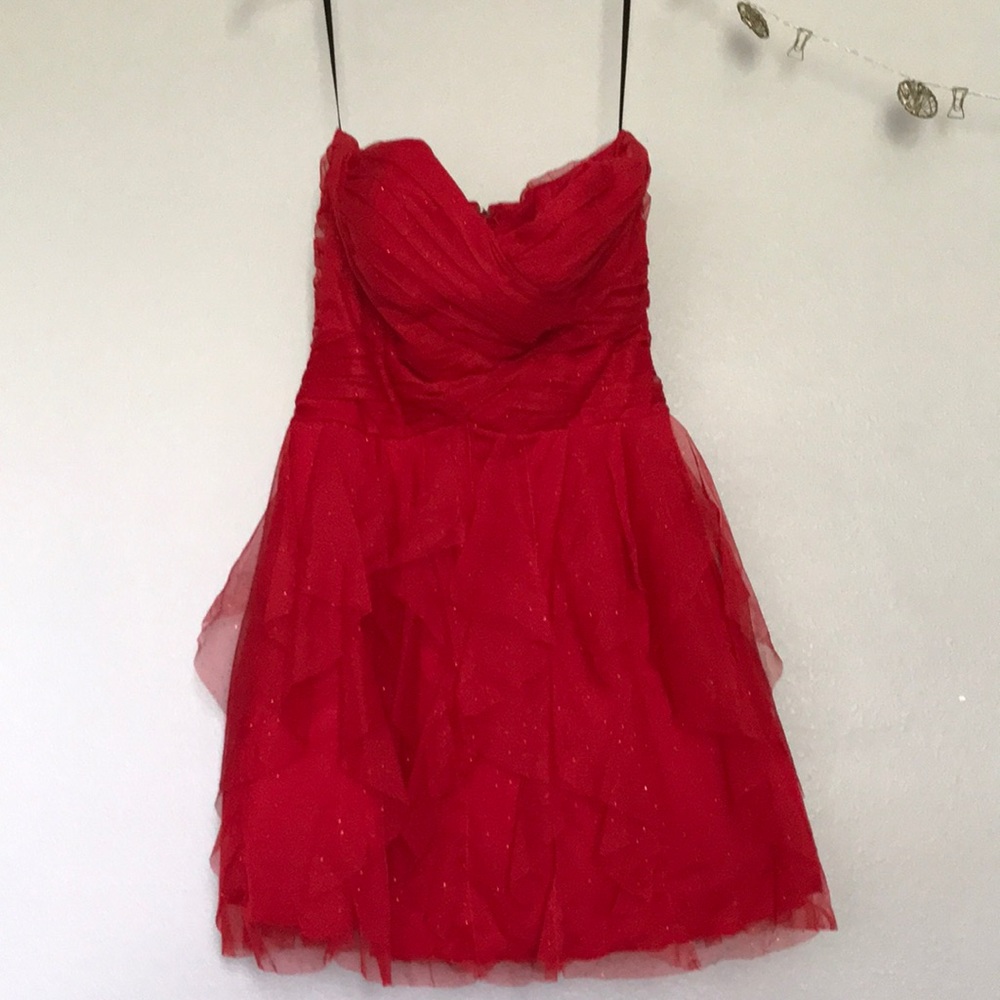 Strapless red dress